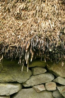 Detail of thatching, reconstructed cottar's house, Auchindrain township museum, Loch Fyne.