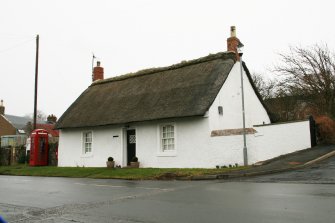 General view of late 18th century thatched cottage; Rowantree Cottage, Main Street, Kirk Yetholm.