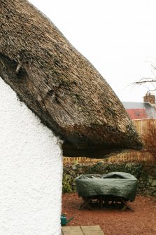 Detail of thatched roof, late 18th century  cottage; Rowantree Cottage, Main Street, Kirk Yetholm.