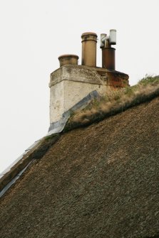 Detail of chimney stack and ridge; Myrtle Cottage, Town Yetholm.