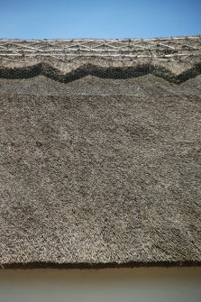 Detail of thatched roof and decorated ridge; Souter's Inn ( the Shanter Hotel), Kirkoswald.