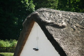 Detail of larder roof showing damage to scobed ridge; Souter's Inn ( the Shanter Hotel), Kirkoswald.