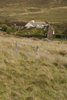 View from rear showing deteriorated roofing; Melvaig, Cottage.