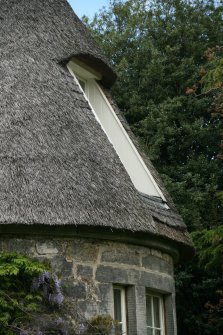 Detail of thatching around window;  Barony House, Lasswade