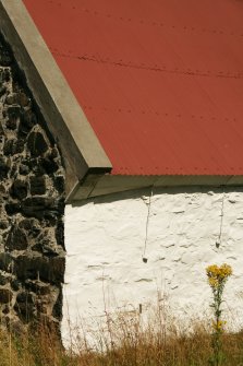 Detail of gable end and skew; Moirlanich Longhouse, Killin.