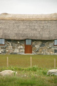 Detail of thatching and ridge on cottage roof; Cille Pheadair, South Uist.