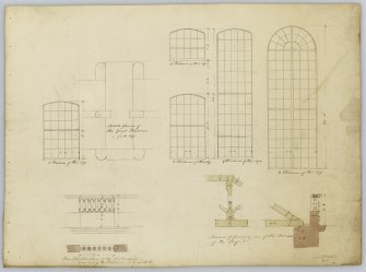 Drawing showing details of windows, balustrade and roof of St Michael's Church, Inveresk, Musselburgh