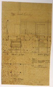 Drawing showing structure of organ in St Michael's Church, Inveresk, Musselburgh