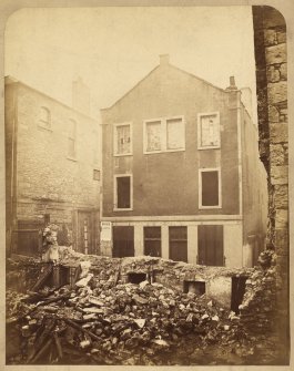 View of house on west side of Horse Wynd, Edinburgh, prior to demolition.