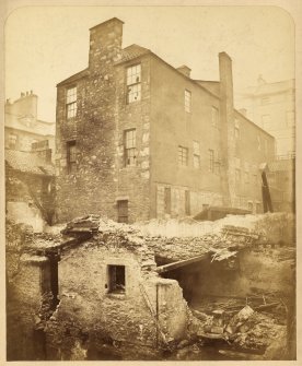 View of house in Hastie's Close, Edinburgh, taken from a window in College Wynd prior to demolition.