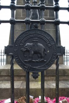 Detail of north facing elephant plaque.