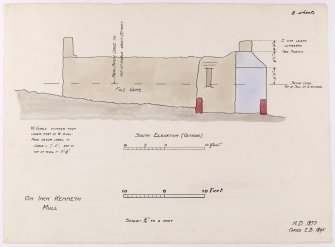 Drawing showing south elevation of Saint Kenneth's chapel, Inch Kenneth, Mull.