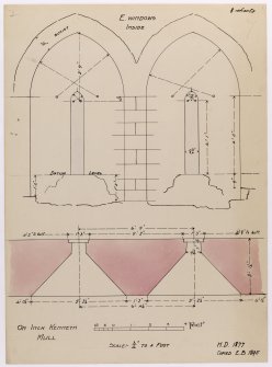 Drawing showing east windows in Saint Kenneth's chapel, Inch Kenneth, Mull.