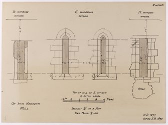 Drawing showing external window elevations in Saint Kenneth's chapel, Inch Kenneth, Mull.