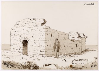 Drawing showing perspective view of St Mary's Chapel, Wyre.