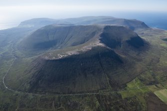 Oblique aerial view of Ward Hill, Hoy.