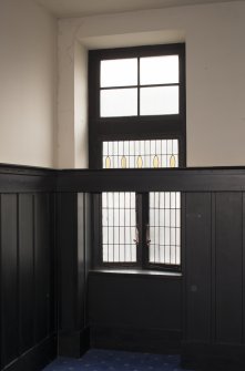2nd floor, billiard room, view of stained glass window to south