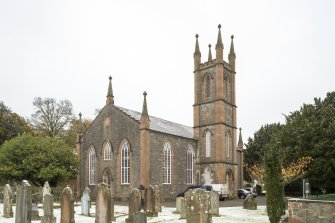 General view from south west from within graveyard.
