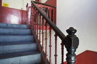Interior. North Range. 3rd Floor Managers Flat.Detail of stair case, balustrade and newel post.