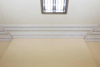 Interior. Ground floor. Detail of cornice in library vestibule.