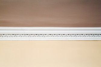 Interior. Ground floor. Detail of cornice in the main office..