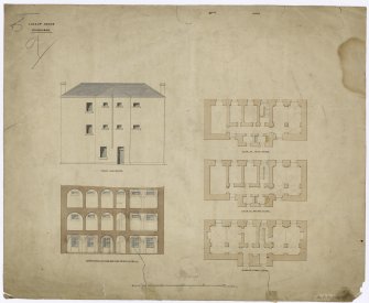 Lock up house, Edinburgh.
Section elevation and plans.
Signed: W.B. Collinson.