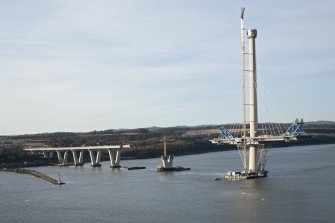South tower and deck at south end of crossing, view from road bridge to north east