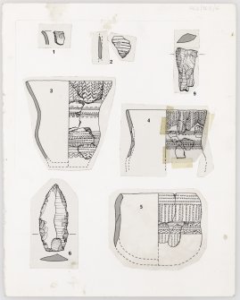 Publication drawing; pottery and flint