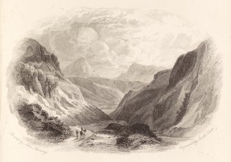 Engraving of Glen Ogle looking towars Loch Earn (Perthshire)
Taken from Swan's Lakes of Scotland Vol. 1 Oppisite pg 56