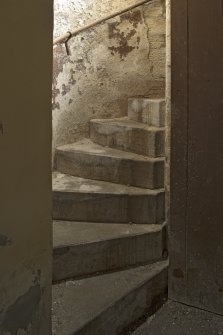 Ground floor, west wing, spiral stair, detail of steps