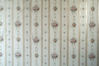 1st floor, south east bedroom, dressing room, detail of wallpaper