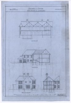 Drawing of sections and west elevation, Balgavies House.