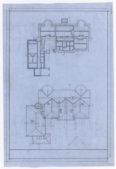 Drawing of foundation plan and roof plan, Balgavies House.
