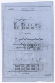 Drawing of east, north and south elevations, Balgavies House.