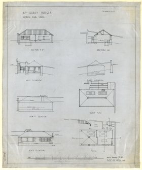 Drawing of sections, elevations and plans for motor car house, Ardvreck, 516 Perh Road, Dundee for Mrs H Walker.