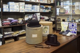 Detail of hats and hatboxes.