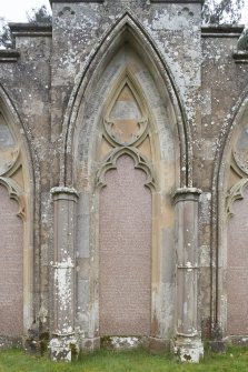 Home Drummond Burial Enclosure. Detail of arch with inscription.