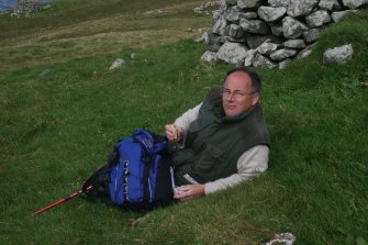 RCAHMS archaeologist Mr John Sherriff, in Gleann Mor St Kilda