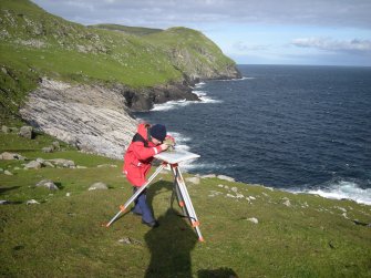 Georgina Brown undertaking plane table survey