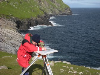 Georgina Brown undertaking plane table survey