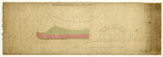 Feu plan showing stances on the North side of Claremont Street.
Insc: 'Edinburgh 14 March 1823 What is coloured red and green is the ground  plan of the Lots or areas on the Northside of Claremont Street referred to in  the Articles of Roup thereof Signed by me of this date  Kincaid Mackenzie Tr'.
Signed: 'Thos: Bonnar'.
Dated: 'Edinr: 5th March 1823'.