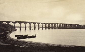 View of bridge. 
Titled: 'Border Bridge, Berwick on Tweed'. 
PHOTOGRAPH ALBUM NO 25: MR DOG ALBUM