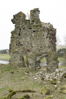 South west wall of castle, view of central section from north