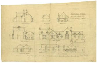 Drawing of elevations and sections, Riechip House.