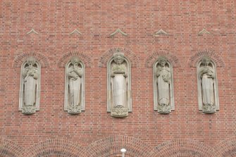 North front. Detail of statues.