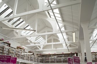 Library. View of roof structure.