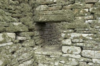 South range, south wall, detail of window opening at corner