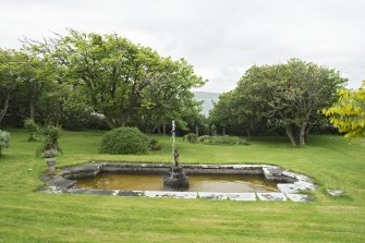 Fountain and walled garden, view from east