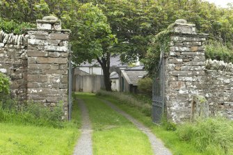 View through entrance gates to north