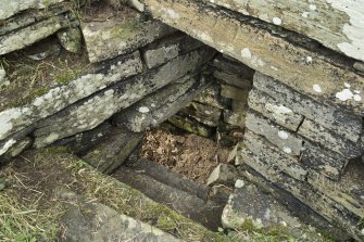Interior of tower, detail of steps leading to possible well